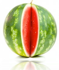 Sugarbaby watermelon seeds producing small, round, red-fleshed watermelon with green rind